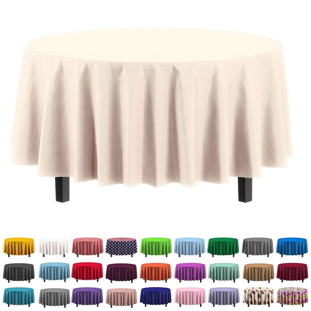 Mantel exquisito de plástico de primera calidad, 213 cm, redondo, color marfil, 12 unidades