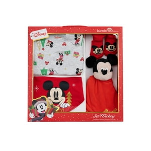 Bambino - Set 4 Piezas Navidad Gris Mickey Niño 0-3 Meses