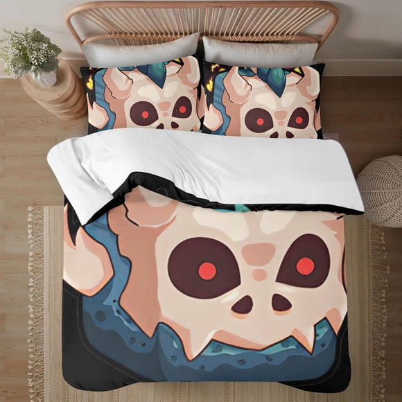 Blox Fruit Face on print Soft Bed Set Lightweight 3 Pieces Bedding Sets for All Season Comforter Set Easy Care