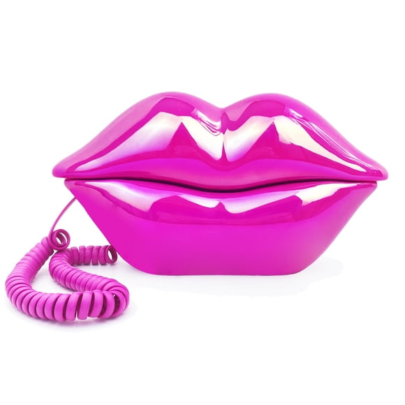 Teléfono Fijo TelPal con Forma de Labio, Cable de 150 cm, Color Rosa