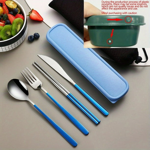 Set, 304 Stainless Steel Portable Gift Cutlery Set Korean Cutlery Knife Fork Spoon Chopsticks Four Piece Set Portable