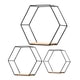 thumbnail image 1 of Juego De 3 Estantes De Pared De Hierro Hexagonales Modernos, Estante Flotante Negro, 1 of 5