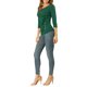 thumbnail image 2 of INSPIRE CHIC Blusa Fruncida para Mujer de Regreso a Clases con Botones Decorativos Cuello en V Manga 3/4 Top de Punto Sólido Verde M, 2 of 7