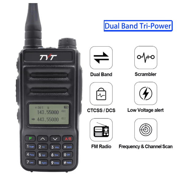TYT TH-UV88 Radio Bidireccional de Doble Banda VHF 136-174MHz y UHF 400-480MHz 5W 200 Canales Con Scrambler Función VOX Transceptor FM Tyt Th-uv88