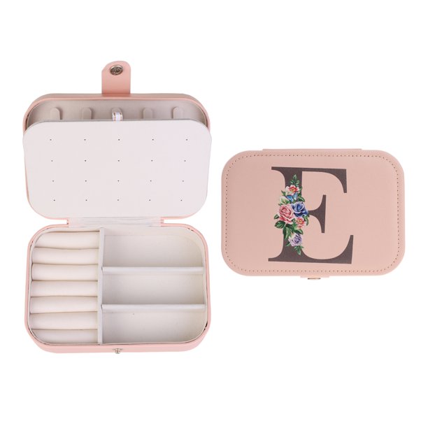 Caja de accesorios de viaje con letras REGALWOVEN Organizador de almacenamiento de cuero PU para mujeres y niñas Regalos de cumpleaños Rosa E
