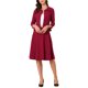 thumbnail image 1 of INSPIRE CHIC Conjuntos de Traje de Falda de Negocios para Mujeres 2 Piezas Conjuntos Oficina Chaqueta Blazer de Manga 3/4 Faldas Plisadas XL Rojo Oscuro, 1 of 5