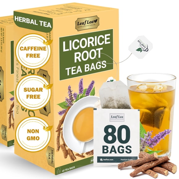 Té de raíz de regaliz LeafLea, 80 bolsitas, 100% natural, sin cafeína