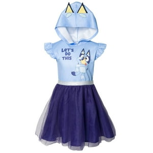 Vestido Bluey Para Niñas Pequeñas, De Malla, Para Cosplay, Manga Corta, Azul 4T