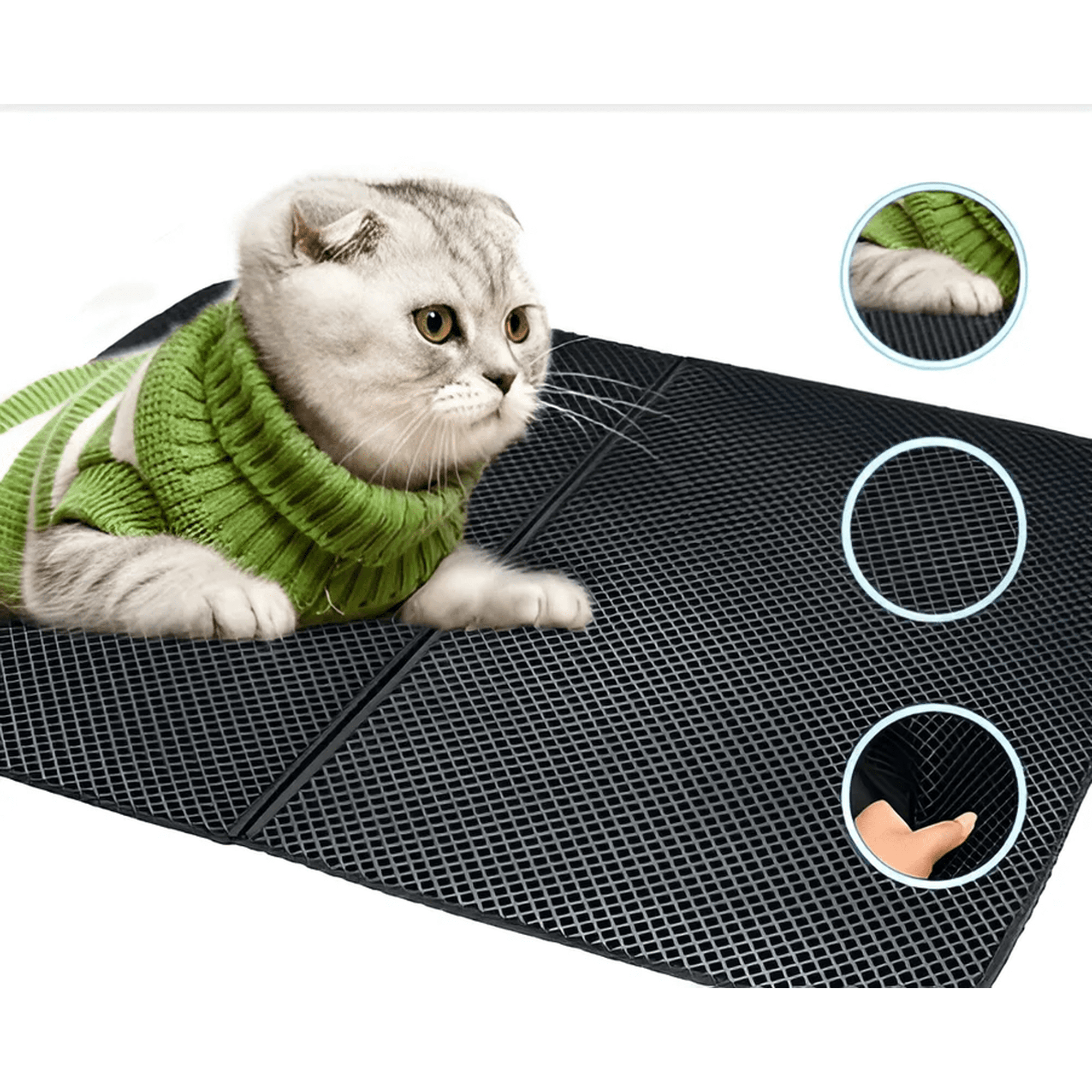 Genérico - Tapete Para Gato Arenero 75x55cm Alfombra Caja De Arena Gato Color Negro