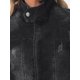 thumbnail image 5 of INSPIRE CHIC Chaqueta de Motociclista de Mezclilla Lavada con Cremallera para Mujer S Negro, 5 of 6
