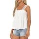 thumbnail image 4 of INSPIRE CHIC Camiseta sin mangas para mujer de regreso a clases con panel de encaje y cuello cuadrado, top fluido blanco talla L, 4 of 6