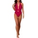 thumbnail image 2 of INSPIRE CHIC Traje de baño de 2 piezas para mujer de talla grande, parte superior con cuello halter, falda larga de playa, traje de baño, rojo vino, mediano, 2 of 5