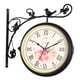 thumbnail image 3 of Hierro Forjado De Doble Cara Antiguo Pared Tranquilo Colgando Reloj Negro Con Rosa, 3 of 5