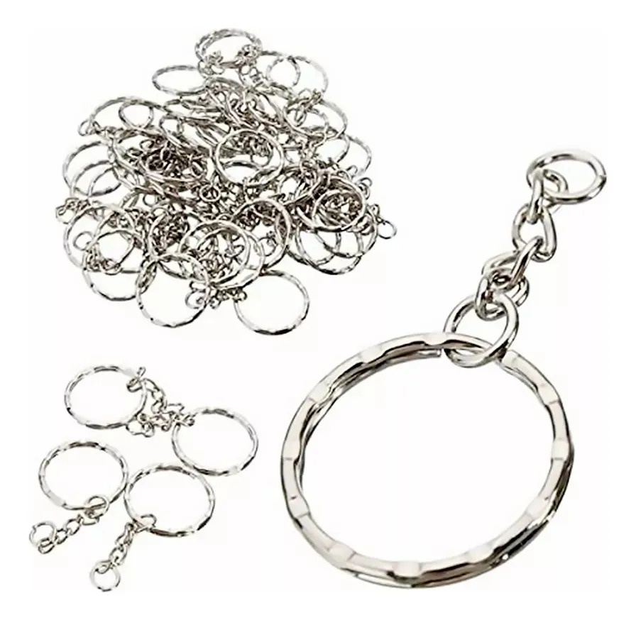 Genérica - 500Pcs Argollas Llavero En Tono Plateado Cadena Φ25Mm