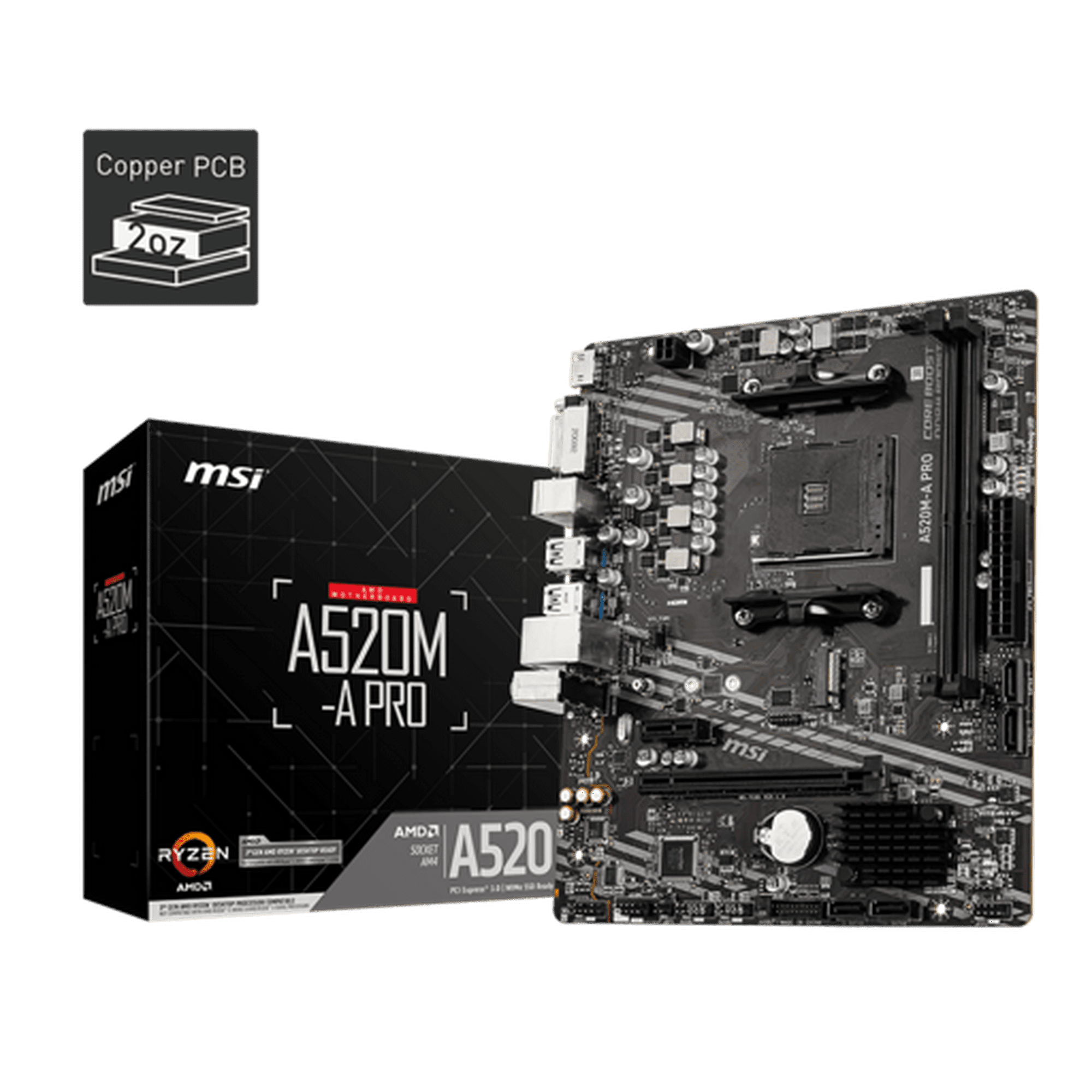 Placa Madre Msi A520m-a Pro, Socket Am4, 2xddr4, 1xm.2, Micro-atx