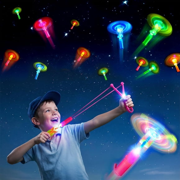 Juguetes Voladores ProlPings, paquete de 30, cohetes con luz LED y lanzador
