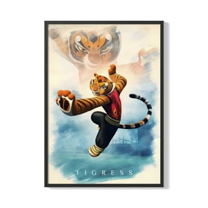 Creango - Cuadro Poster Enmarcado Kung Fu Panda Tigresa Decorativo