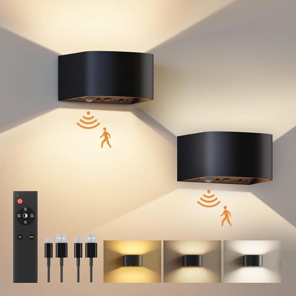 Aplique Muro FULEN Sensor Movimiento 3 Colores 300LM 2 Pzas