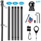 thumbnail image 2 of Kit de asta para bandera BONWIN de 183 cm, acero inoxidable negro, 2 of 7