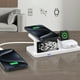 thumbnail image 4 of Estación de carga inalámbrica 3 en 1 con reloj digital - Cargador magnético rápido de 15 W para teléfono, auriculares y reloj inteligente-Negro, 4 of 7
