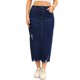 thumbnail image 1 of INSPIRE CHIC Falda de mezclilla para mujer de cintura alta, elástica, desgarrada, con dobladillo sin rematar, abertura casual, midi, lápiz, talla S, azul oscuro, 1 of 6