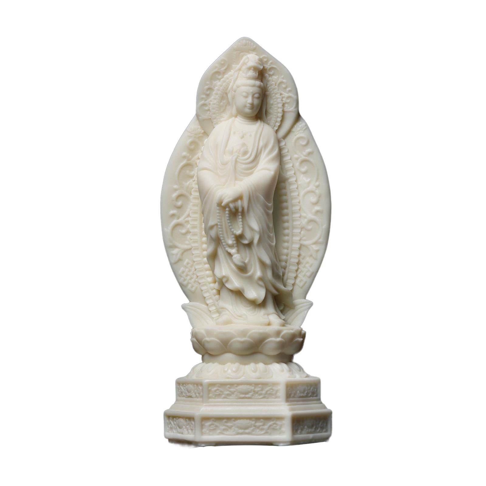 Bothyi - Figura De Guanyin, Pieza De Arte Coleccionable, Figura Para Centro De Mesa, Escritorio, Estantería, Color Blanco
