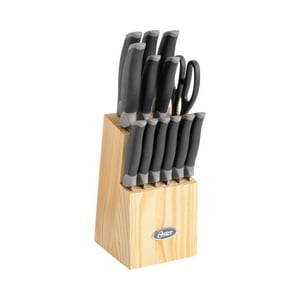 Set Cuchillos Lindbergh 14 Pcs Con Taco De Madera Café Oster Negro Tamaño Único