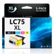 thumbnail image 1 of Cartuchos de tinta FADFAWN LC75XL – paquete de 5 XL, 1 of 7