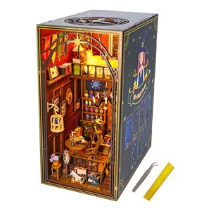 Magideal - Kits De Casa En Miniatura De Madera 3D, Estantería Con Inserto De Decoración, Callejón Con Led, Kits De Sujetalibros Diy Para Libros, Oficina, Adornos