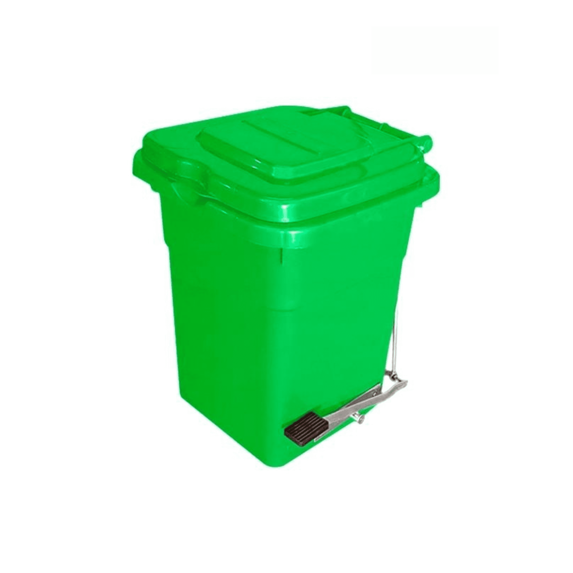 Industrial Partner - Basurero Plastico Con Tapa Y Pedal 50 Litros - Verde
