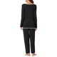 thumbnail image 3 of INSPIRE CHIC Conjunto de Pijama de Mujer de Rayón con Manga Larga y Cuello con Muesca, Ropa de Dormir con Ribete en Contraste, Conjunto de Pantalones Suaves para Estar en Casa XS Negro, 3 of 6