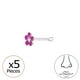 thumbnail image 1 of Piercing Plata 925 Para La Nariz, Trago,Helix Y Parte Superior De La Oreja Con Cristal Fucsia Con Plateado, 1 of 2