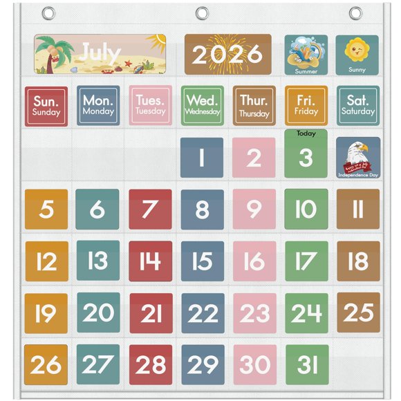 Calendario Yoink 64 cm 46 Bolsillos 77 Tarjetas Blanco