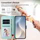 thumbnail image 4 of Funda de Cuero Tipo Billetera para Google Pixel 9 / Pixel 9 Pro 6.3", con Tarjetero, Correa para Muñeca, Soporte a Prueba de Golpes con Relieve de Patrón Feliz, Verde Claro, 4 of 8
