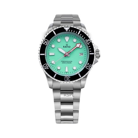 Reloj Ratio Freediver Zafiro Acero Inoxidable Esfera Verde Cuarzo Rtf039 Reloj De 200 M Para Hombre