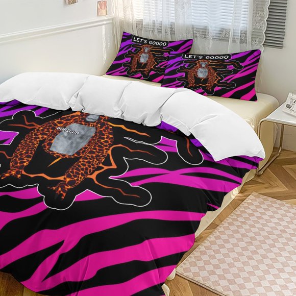 Purple Fade Zebra Print Gorilla Tag Comforter Set Soft 3 Pcs Twin Bedding Sets Thicken for All Season