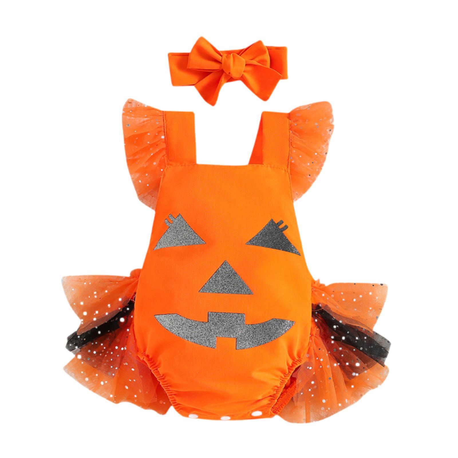 Bothyi - Disfraz De Halloween Para Niña Con Corbata, Mono De Calabaza Para Fiesta Infantil, Altura De 80 Cm