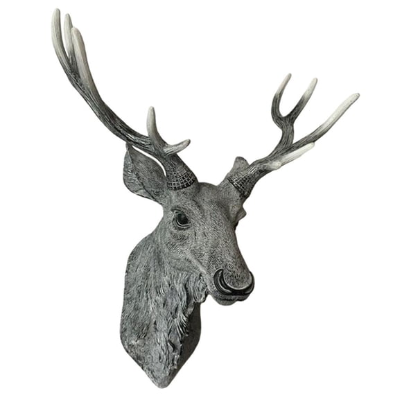 3D Deer Head Cornamentas Arte De La Pared Estatua Pegatinas Decoración Del Hogar Gris