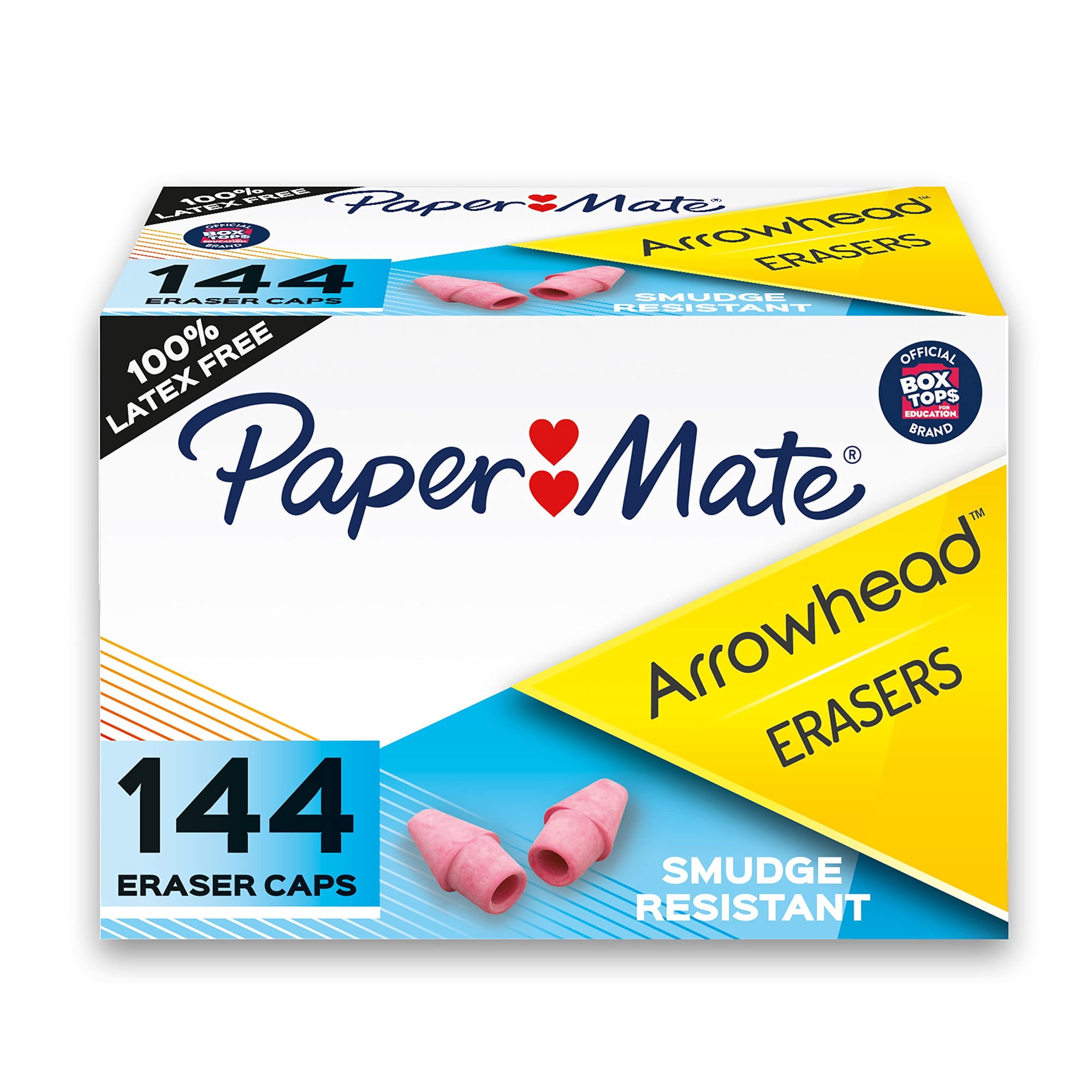 Paper Mate‌ - Gorra Eraser Paper Mate Con Forma De Flecha Y Perla Rosa, 144 Unidades