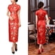 thumbnail image 2 of Vestido tradicional chino cheongsam largo de manga corta con abertura lateral, elegante, cuello mandarín, para boda, noche, rojo, talla L 105-110, 2 of 8