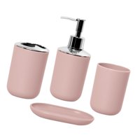 Magideal - Accesorios De Baño Conjunto De Cepillador De Dientes Decoración Del Baño Con Calabazas De Jabón Elegante Para Jabón Dispensador De Jabón Para Encimera Rosa