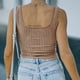 thumbnail image 4 of Blusa informal corta con cuello cuadrado y mangas abullonadas para mujer, de punto, con botones delanteros, para verano, 4 of 6