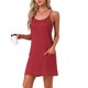 thumbnail image 4 of Camisón de Tirantes Ajustables con Bolsillos INSPIRE CHIC para Mujer, Loungewear Suave XL Rojo, 4 of 6