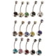 thumbnail image 2 of 15 piezas de moda joyería del cuerpo botón de bola de cristal ombligo ombligo anillo bar 18 g, 2 of 5