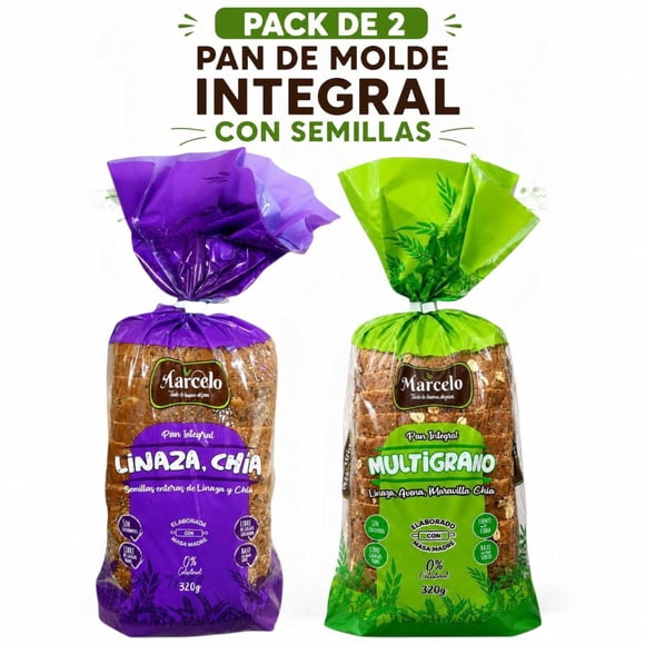 Pack Pan De Molde Integral Con Masa Madre Y Semillas 640g