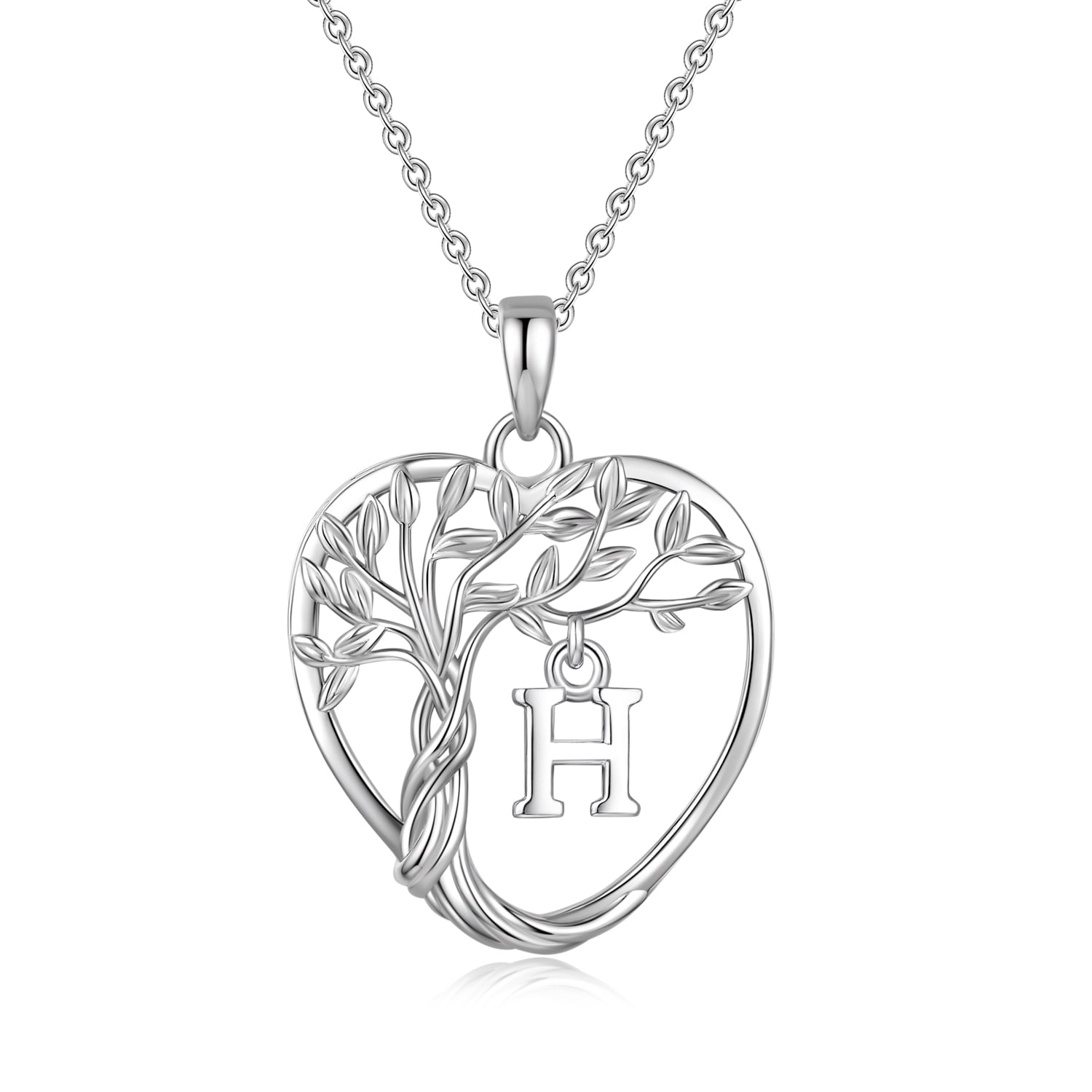 Heshpaws 925 Collar De Árbol Eterno De La Vida De Plata De Ley Para Mujeres A-z Carta Inicial Collar, Regalo De Joyería De Cumpleaños Aniversario
