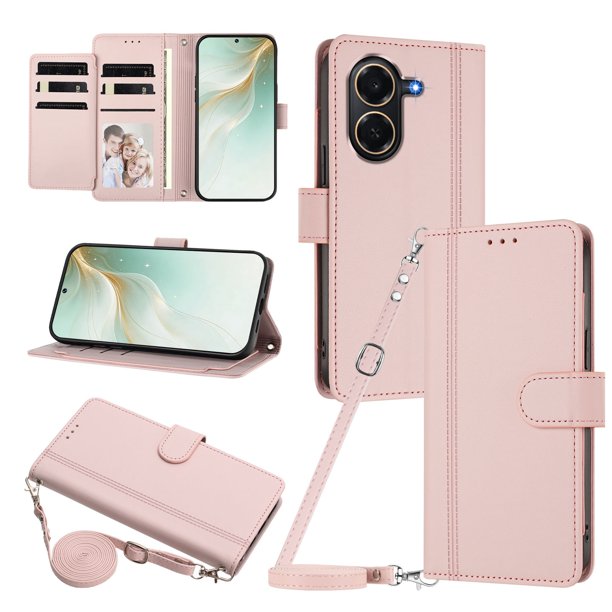 Funda Billetera Delgada para Honor X7E, Cuero Sintético, Rosa