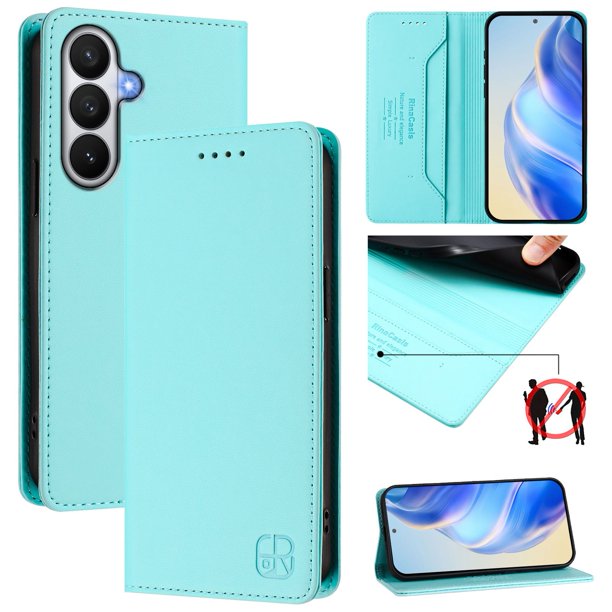 Funda Billetera con Soporte para Samsung Galaxy S26 Bloqueo RFID Plegable Verde menta