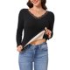 thumbnail image 1 of INSPIRE CHIC Camiseta Interior Térmica para Mujer con Sujetador Incorporado de Manga Larga con Cuello en V Ajustado Caliente de Invierno con Forro de Felpa Básica Capa XL Negro, 1 of 6