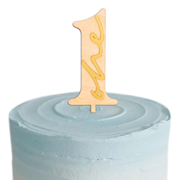 Adorno para pastel Vgaruint Primer cumpleaños en madera y oro